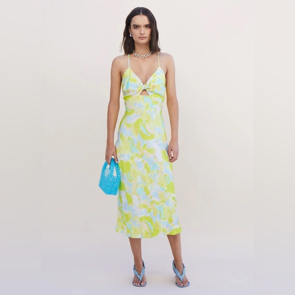 Suboo Kaleidoscope Twist Front Slip Dress - Splash